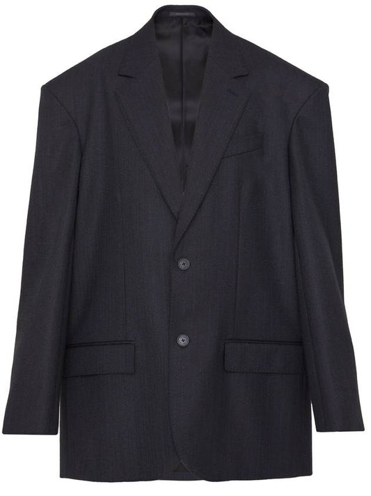 Luxury Balenciaga Pinstripe Wool Blazer Jacket Black