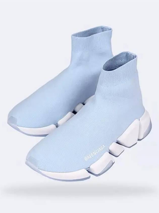 Luxury Balenciaga Speedrunner Knit High Top Sneakers Blue