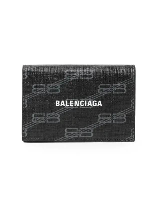 Luxury Balenciaga BB Monogram Card Wallet Black