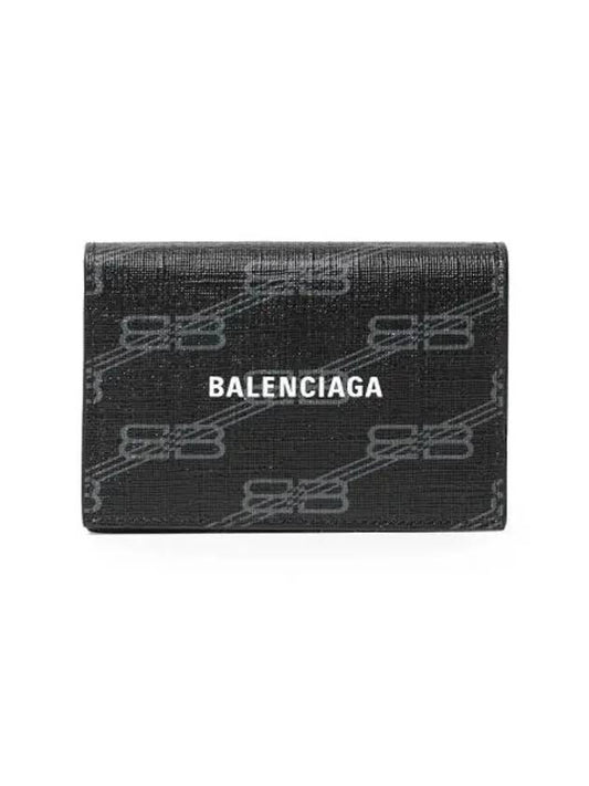 Luxury Balenciaga BB Monogram Card Wallet Black