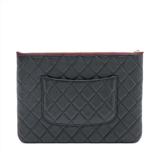 Chanel Matrasse Caviar S Clutch Bag Black G  31st