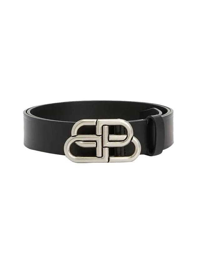 Luxury Balenciaga Men's BB Buckle Large Belt Black