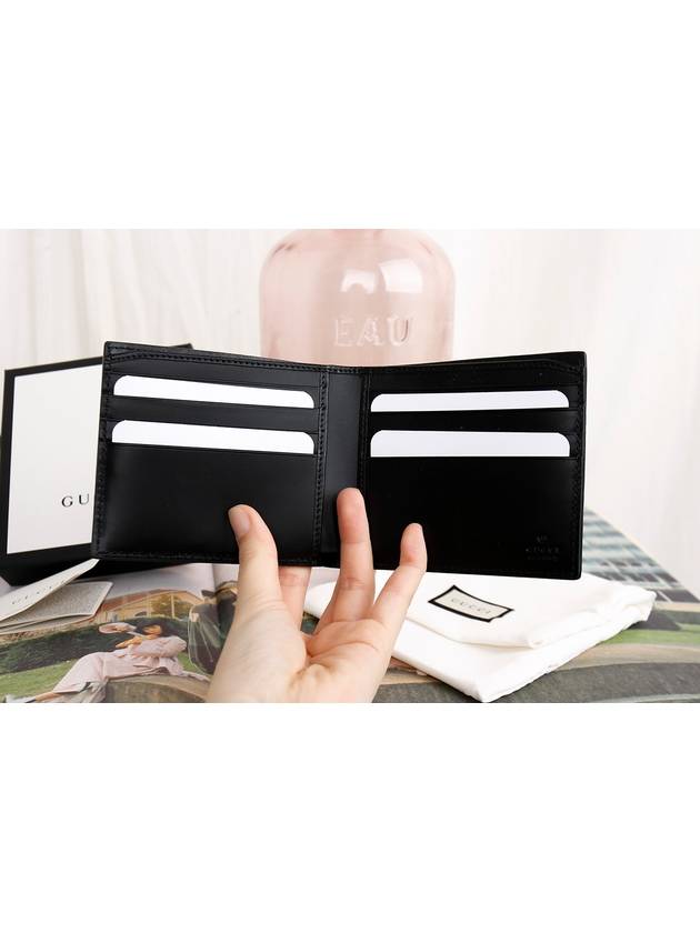 Luxury Gucci Trending 2025 GG Signature Web Leather Half Wallet Black