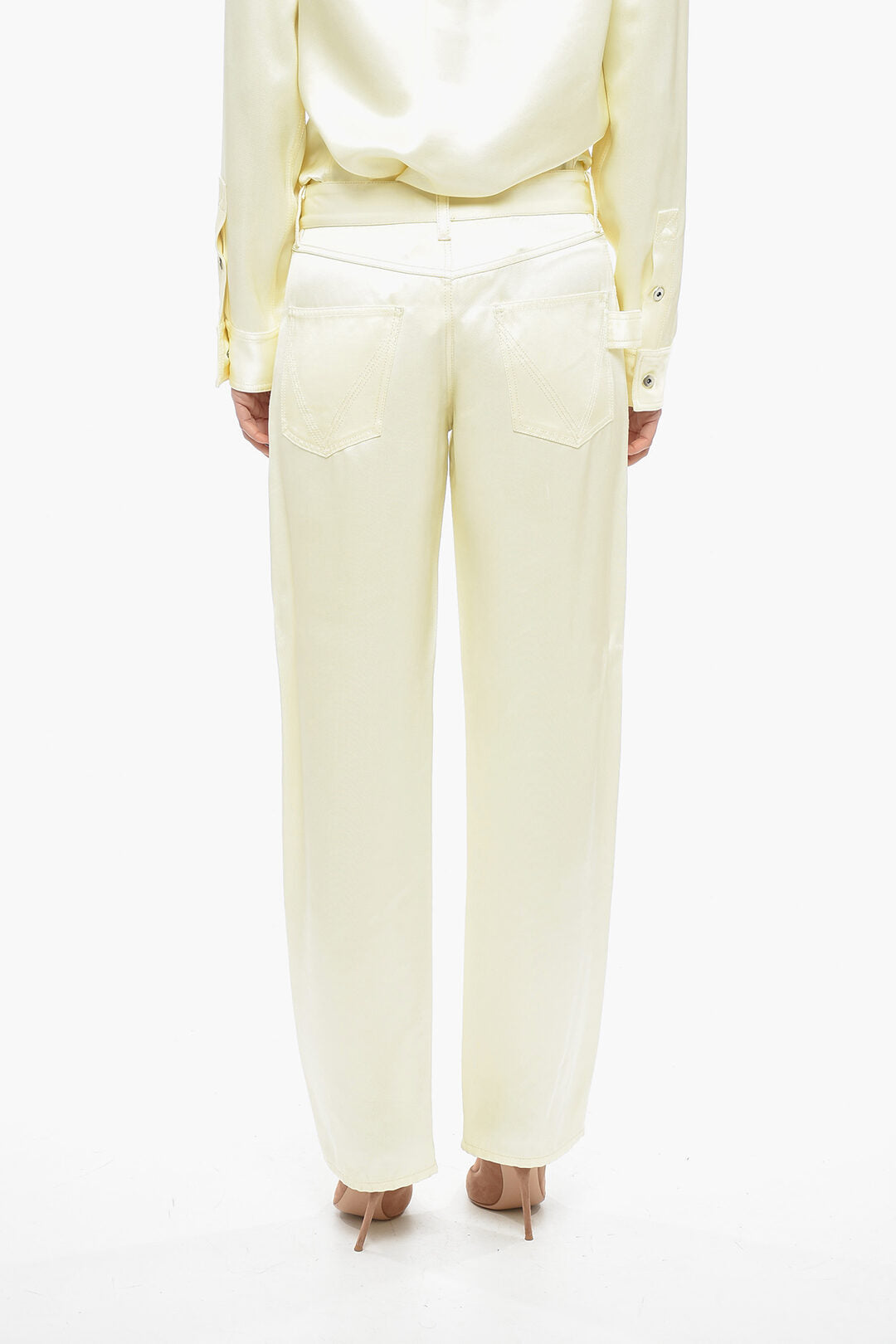 Luxury Bottega Veneta Viscose and Silk Blend Pants with Loose Fit