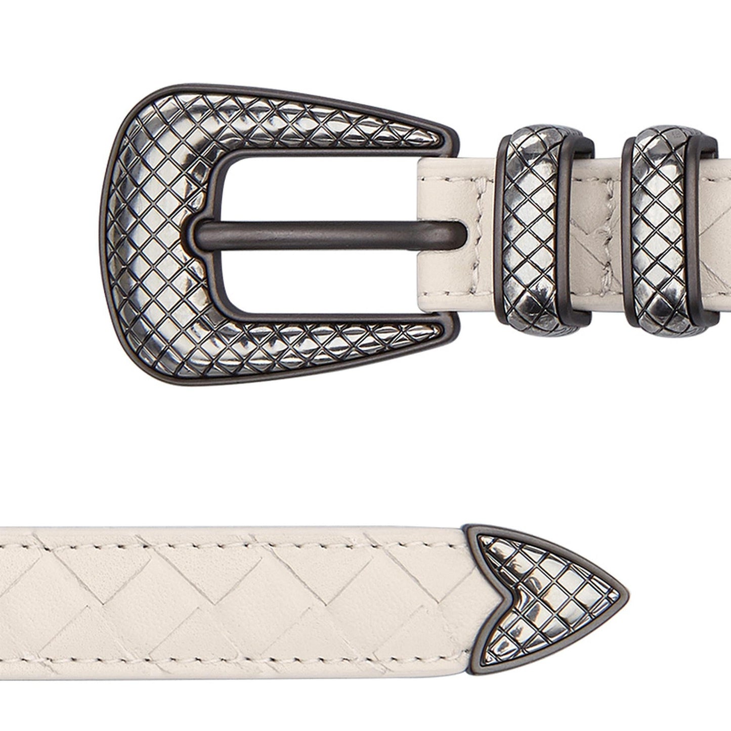 Luxury Bottega Veneta Intraciatto Embossed Buckle Leather Belt