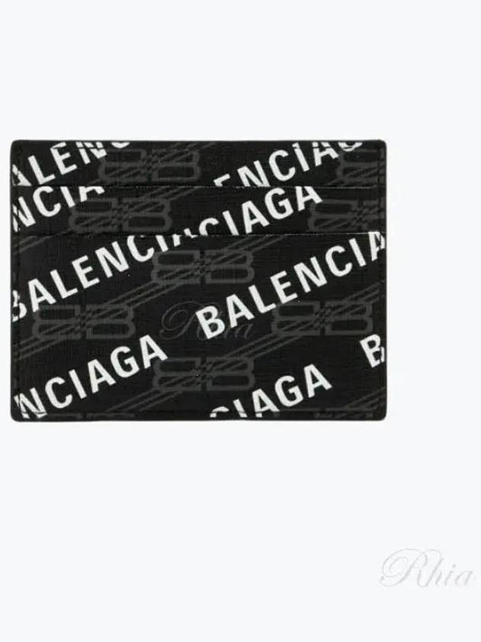 Luxury Balenciaga Monogram Pattern Card Wallet Black