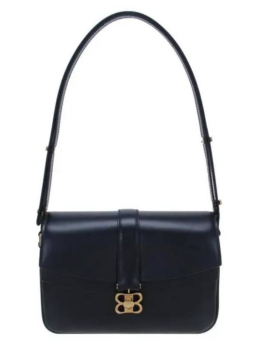 Luxury Balenciaga WoMen's BB Buckle Flap Shoulder Bag Black