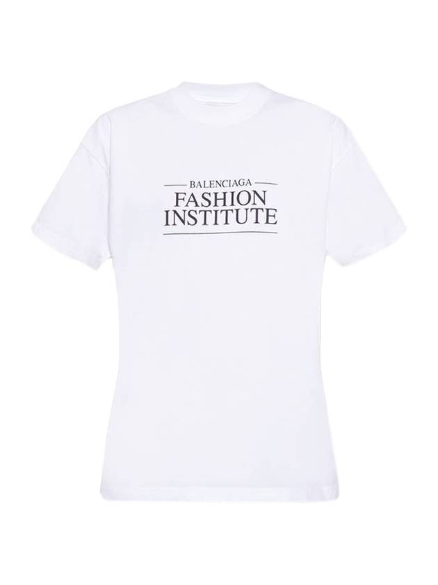 Luxury Balenciaga Fashion Institute Medium Fit Short Sleeve T-Shirt White