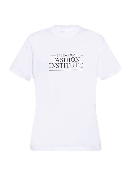 Luxury Balenciaga Fashion Institute Medium Fit Short Sleeve T-Shirt White