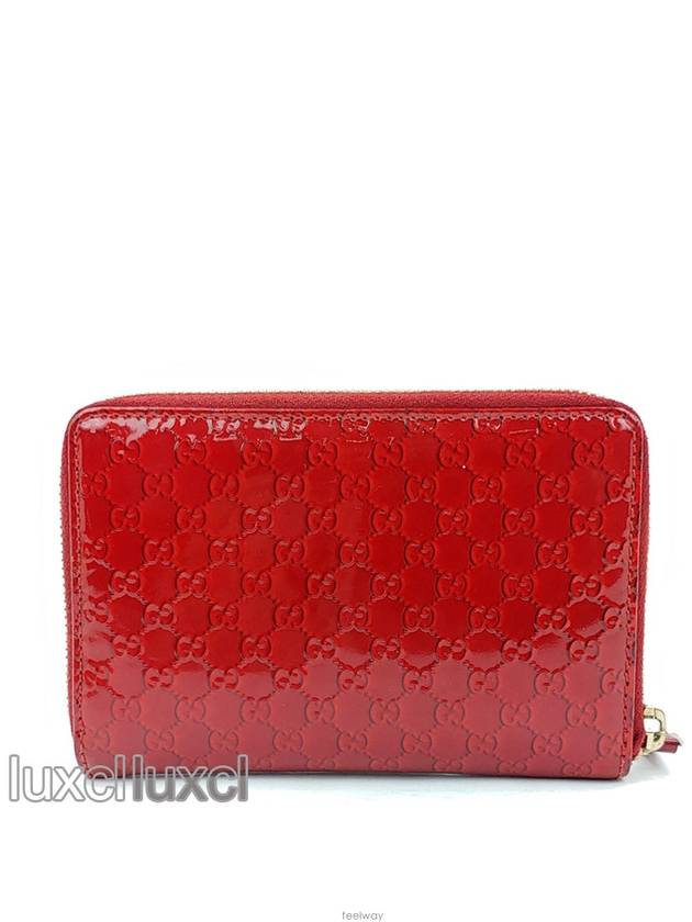 Luxury Gucci Trending 2025 GG patent ribbon heart zipper wallet 258407
