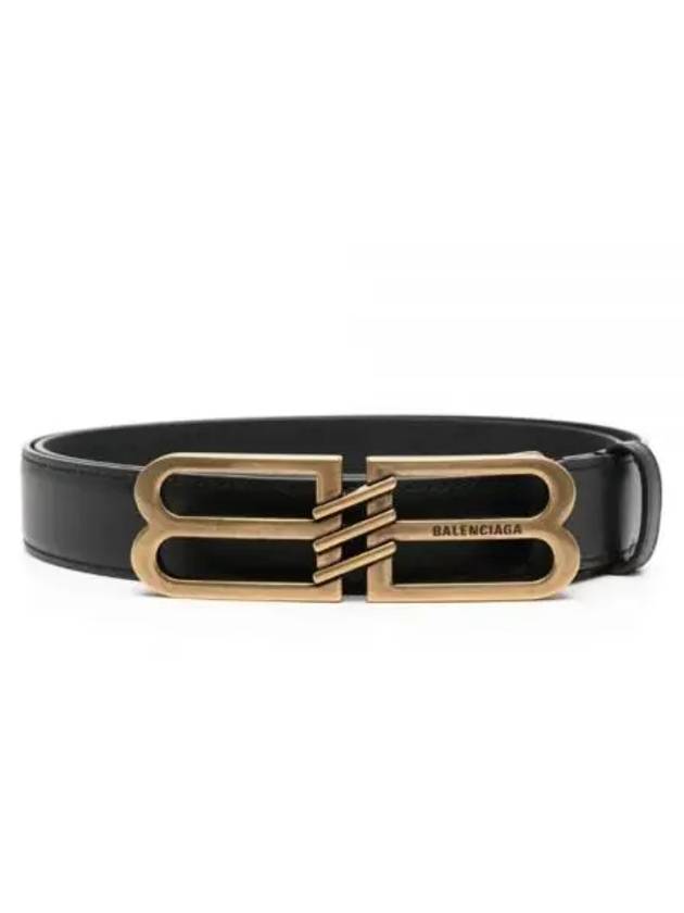Luxury Balenciaga BB Signature 30 Buckle Leather Belt Black