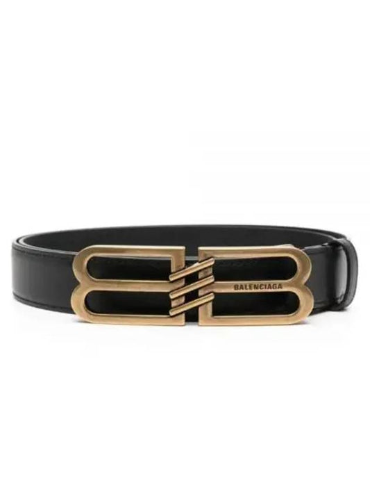 Luxury Balenciaga BB Signature 30 Buckle Leather Belt Black
