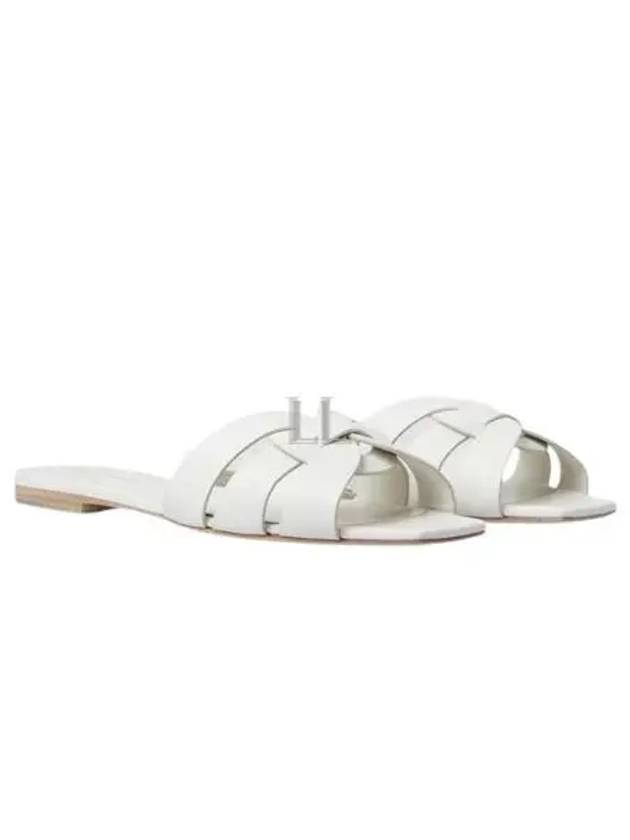 Luxury Saint Laurent Tribute Smooth Leather Mules White