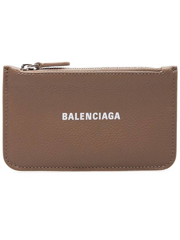 Luxury Balenciaga Logo Zipper Long Card Wallet Brown