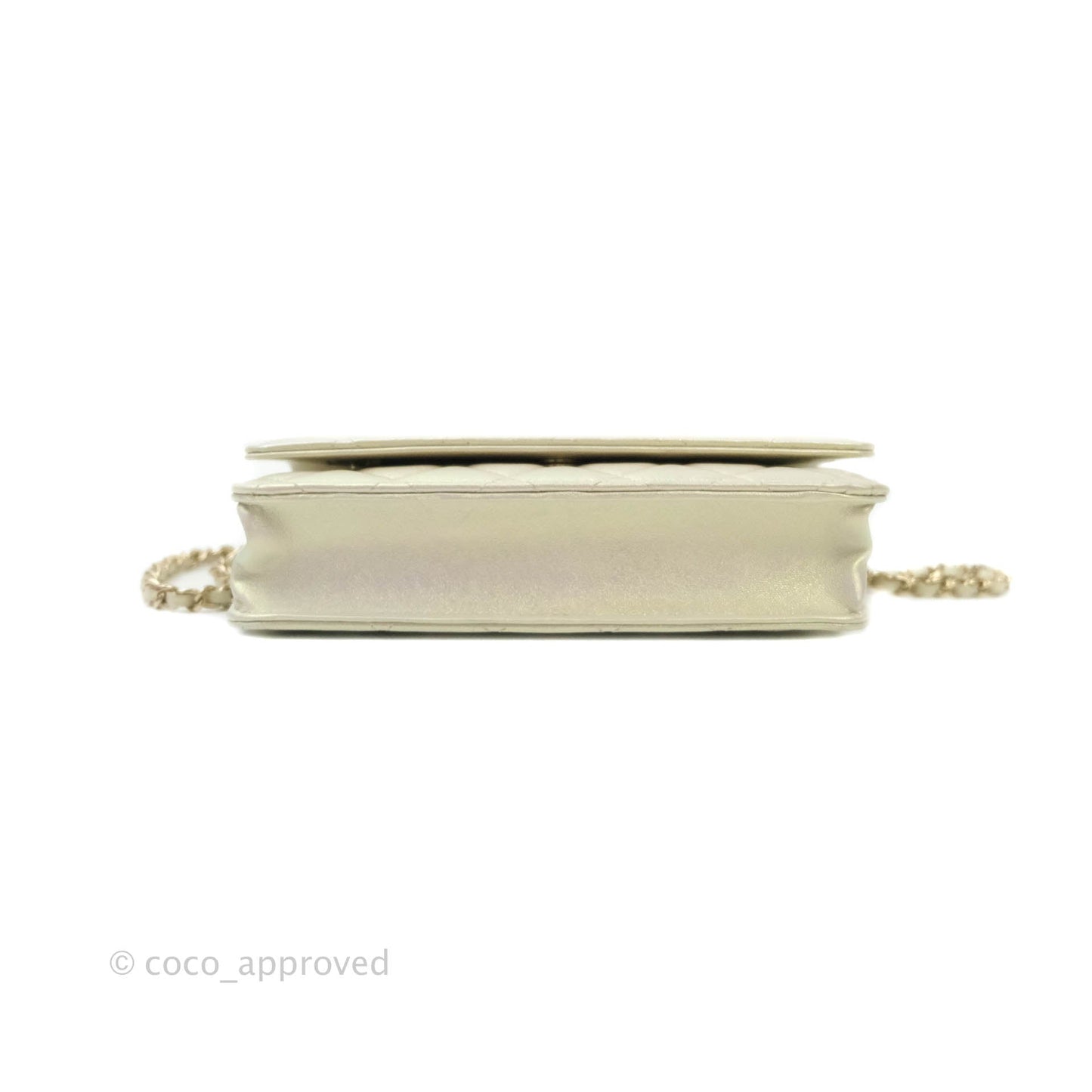 Chanel Quilted Wallet on Chain WOC Iridescent Ivory Light Gold Hardware