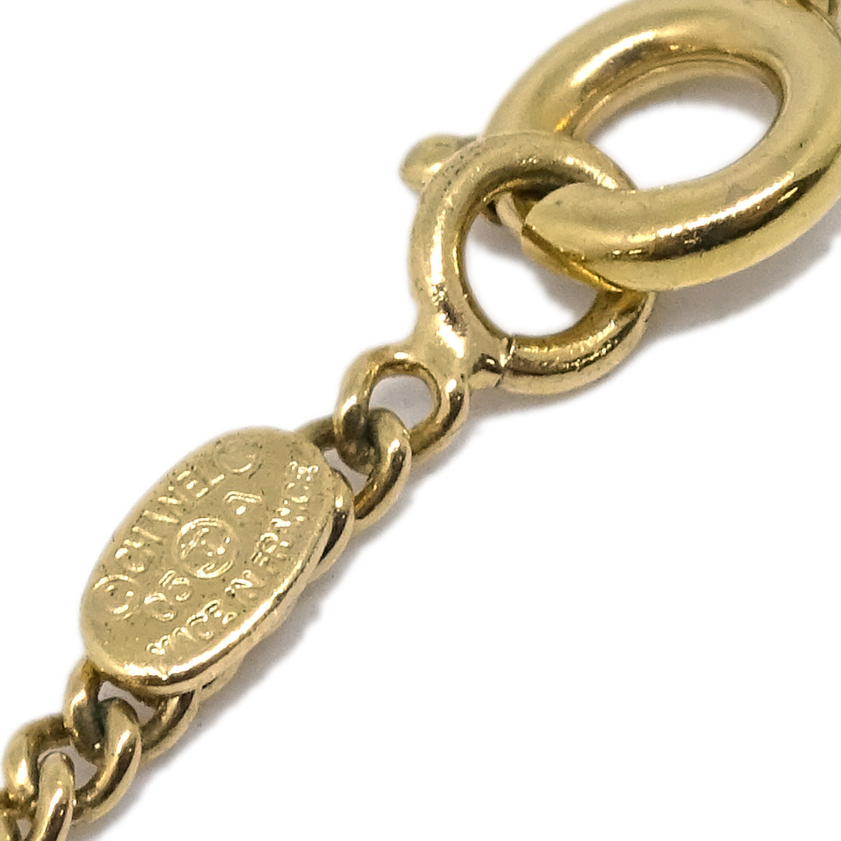 Chanel Flower Pendant Necklace Rhinestone Gold 05A
