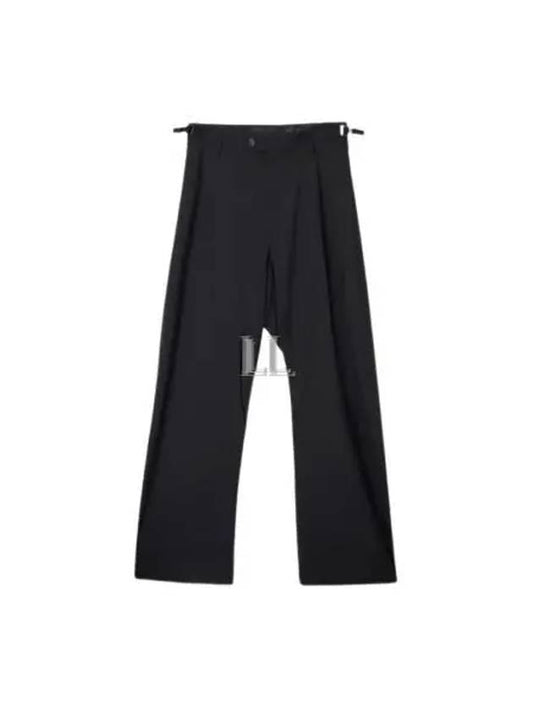 Luxury Balenciaga Waist Buckle Strap Straight Pants Black