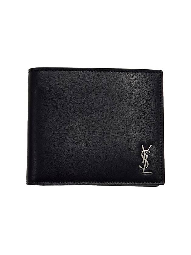Luxury Saint Laurent Tiny Cassandre East West Wallet in Matte Leather Black