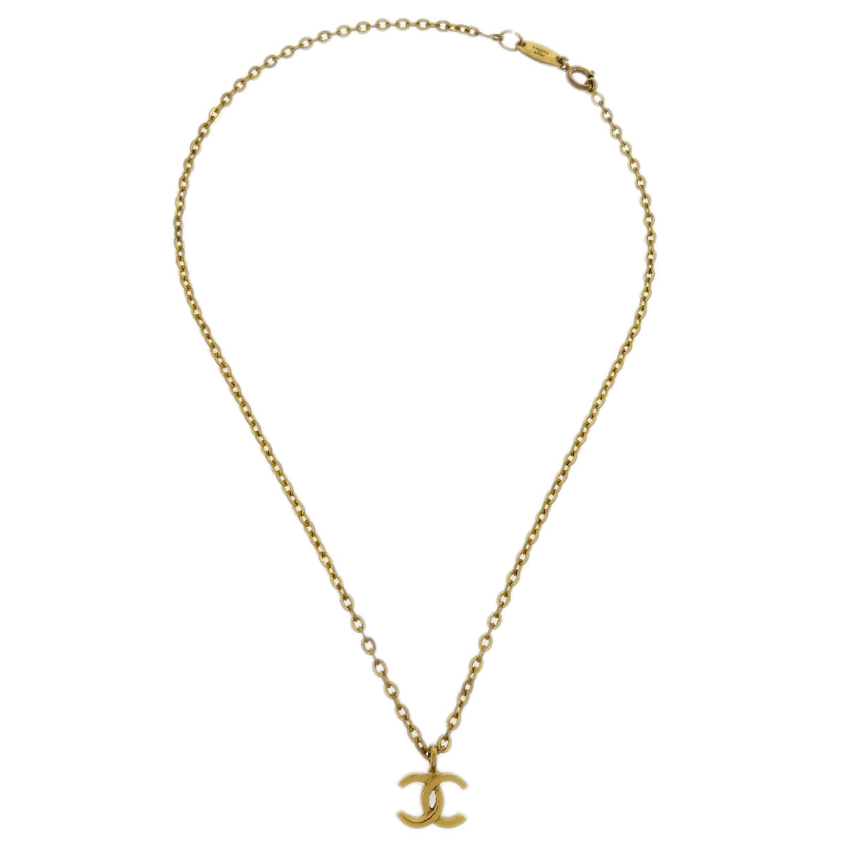 Chanel Mini CC Chain Pendant Necklace Gold 376/1982
