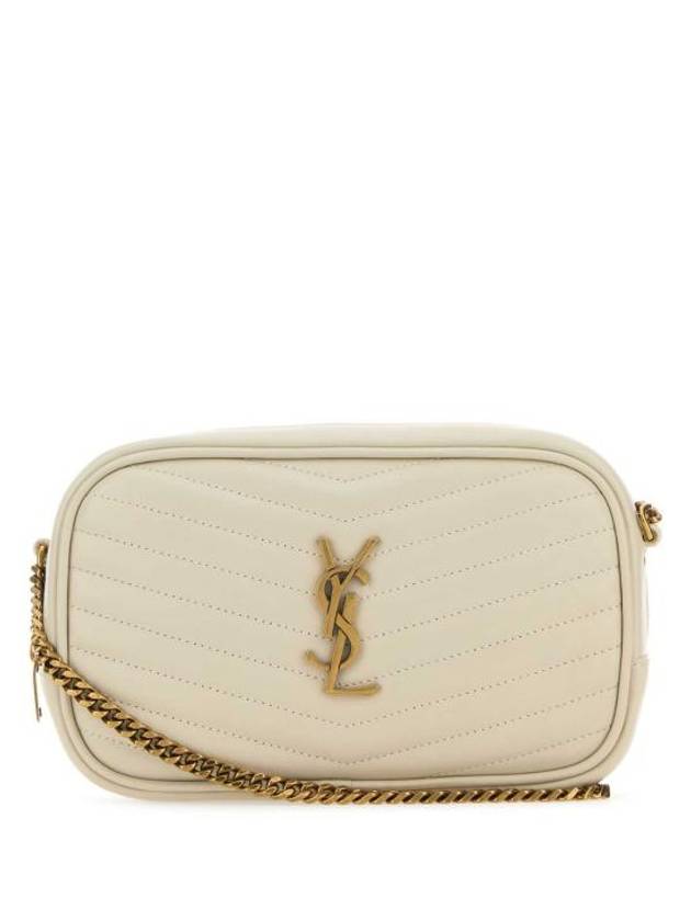 Luxury Saint Laurent Lou Small Leather Cross Bag White