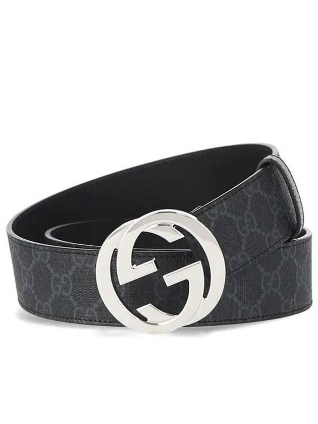 Luxury Gucci Trending 2025 GG Supreme Interlocking G Buckle Belt Black