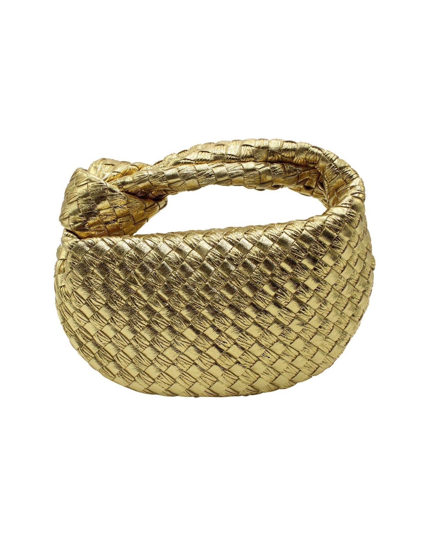 Luxury Bottega Veneta Mini Jodie Shoulder Bag in Gold Leather