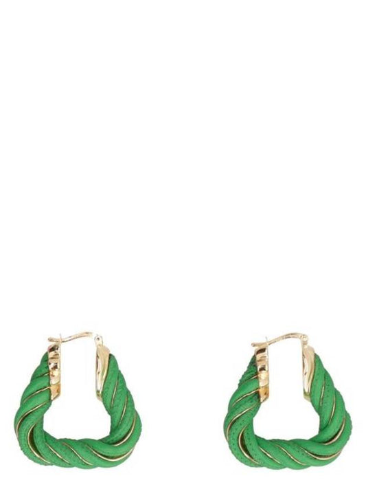 Luxury Bottega Veneta Twisted Triangle Hoop Earrings Green
