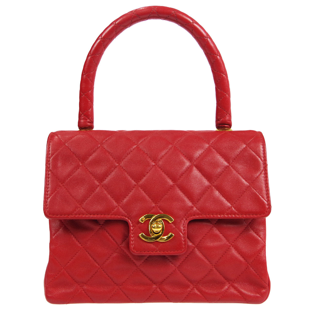 Luxury Chanel * 1989-1991 Handbag Red Lambskin