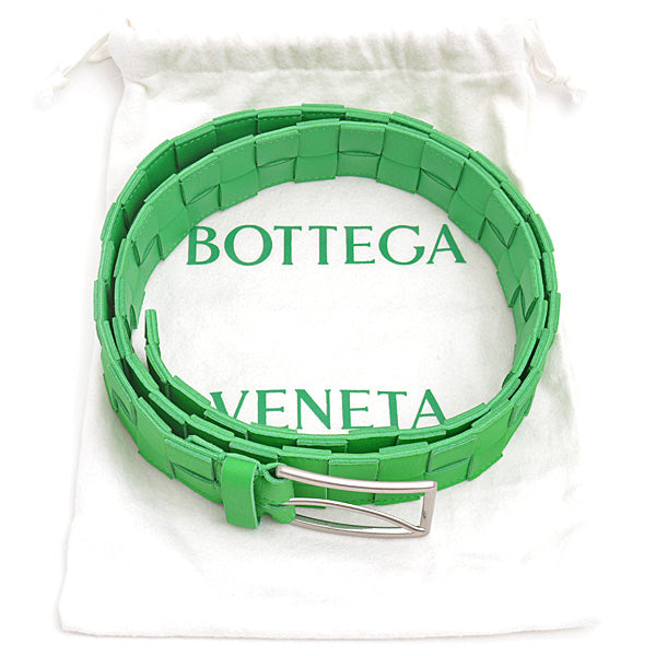 Luxury Bottega Veneta Men's Maxi Intrecciato Calf Leather Belt Green