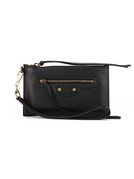 Luxury Balenciaga Neo Classic Grained Calfskin Clutch Bag Black