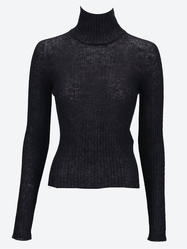 Luxury Saint Laurent Ribbed Knit Turtleneck Black