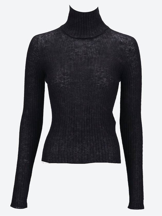 Luxury Saint Laurent Ribbed Knit Turtleneck Black