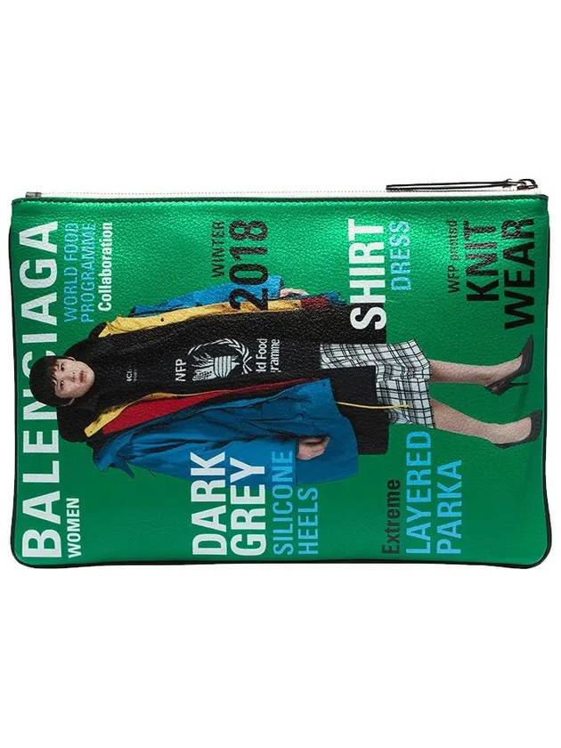 Luxury Balenciaga Magazine Medium Clutch Bag Green