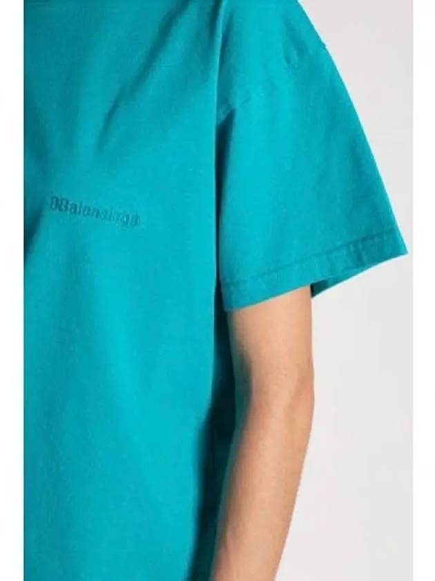 Luxury Balenciaga Logo Short Sleeve T-Shirt Blue