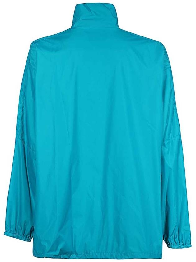 Luxury Balenciaga Logo Print Nylon Windbreaker Blue