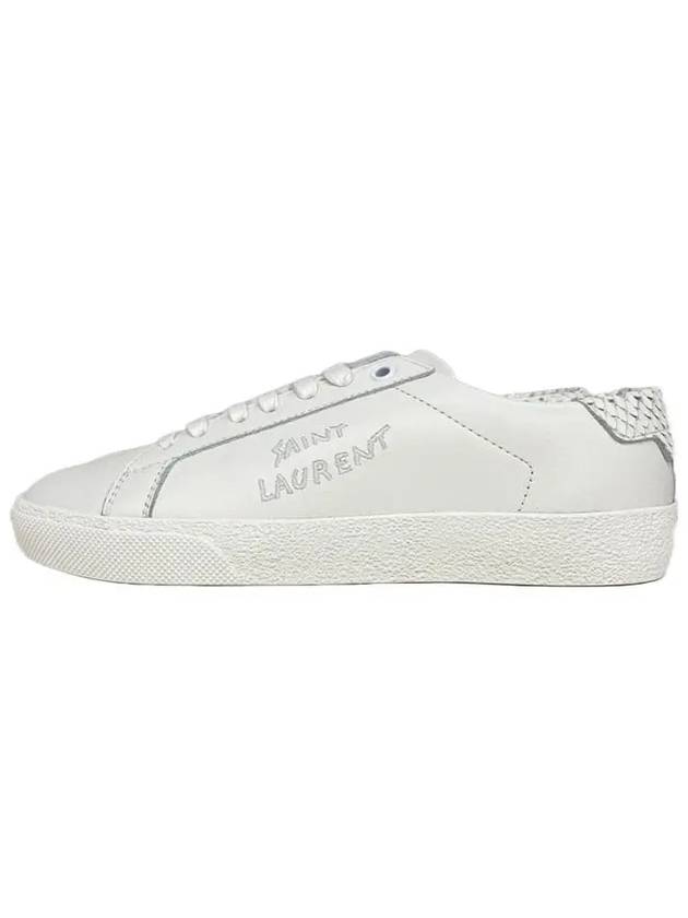 Luxury Saint Laurent Women's Court Classic Python Low Top Sneakers White