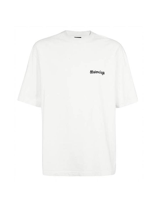 Luxury Balenciaga Logo Crew Neck Short Sleeve T-Shirt White