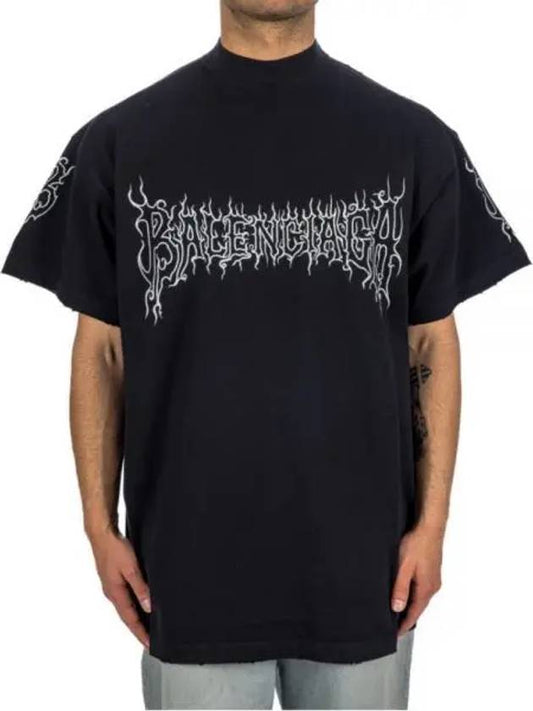 Luxury Balenciaga Darkwave Cotton Short Sleeve T-Shirt Black
