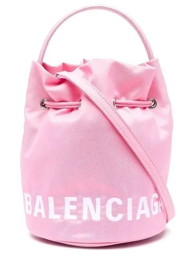 Luxury Balenciaga Wheel XS Drawstring Bucket Bag Pink