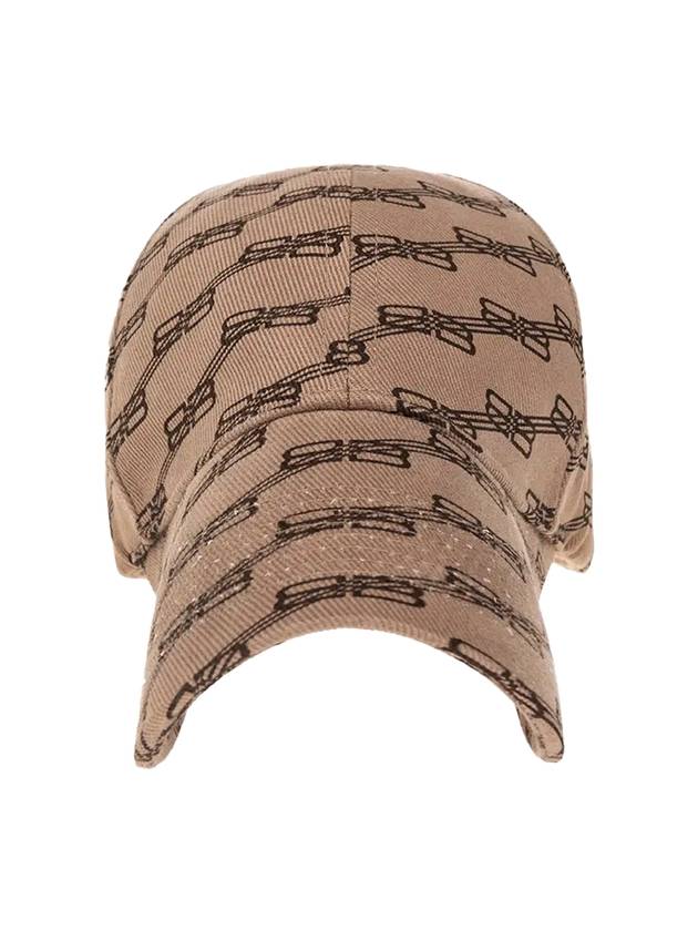 Luxury Balenciaga BB Monogram Cotton Drill Ball Cap Beige