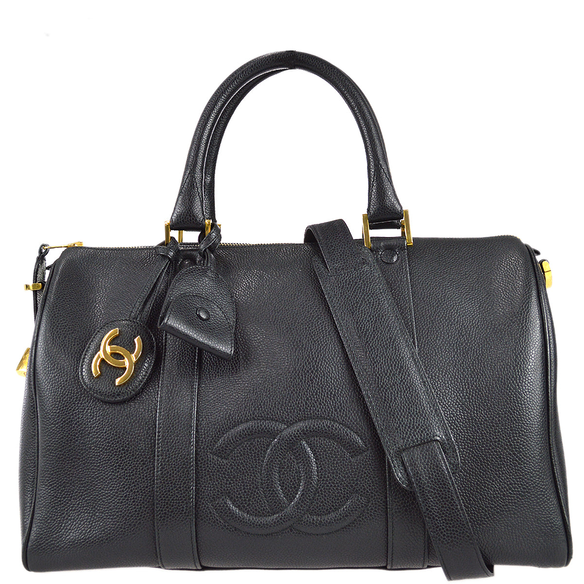 Luxury Chanel 1994-1996 Black Caviar Timeless Boston 35