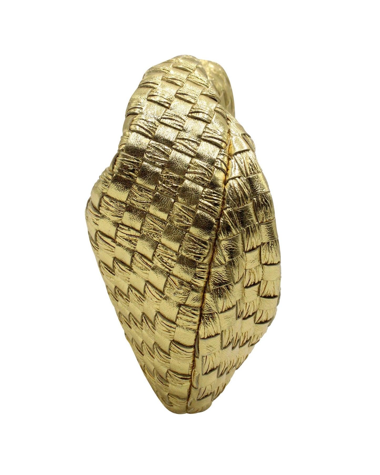 Luxury Bottega Veneta Mini Jodie Shoulder Bag in Gold Leather