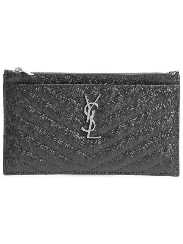 Luxury Saint Laurent Silver Hardware Matelasse Pouch Bag Grey