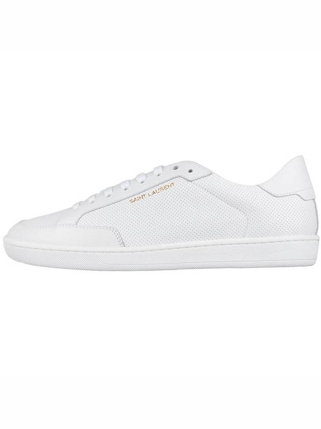 Luxury Saint Laurent Court Classic Perforated Leather Low Top Sneakers White