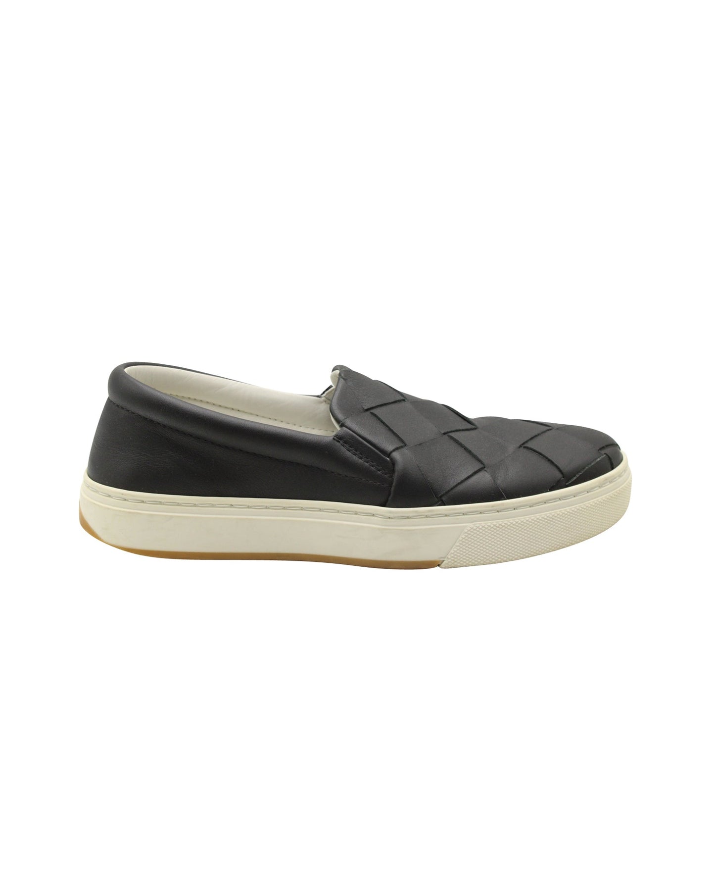 Luxury Bottega Veneta Dodger Intrecciato Slip-On Sneakers in Black Leather