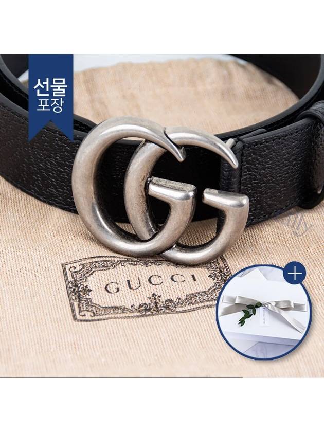 Luxury Gucci Trending 2025 GG Marmont Double Buckle Belt Black Silver