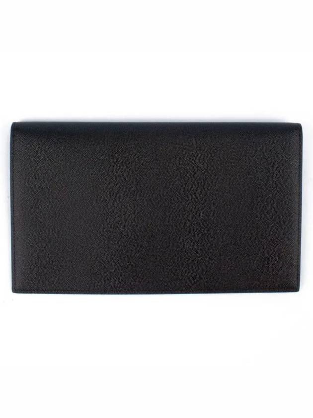 Luxury Saint Laurent Uptown Grain de Poudre Embossed Leather Clutch Bag Black