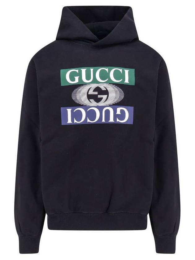 Luxury Gucci Trending 2025 Interlocking G Shadow Print Cotton Jersey Hoodie Black