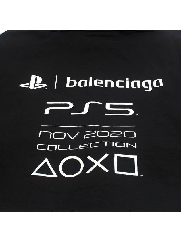 Luxury Balenciaga PS5 Boxy Logo Print Overfit Hoodie Black