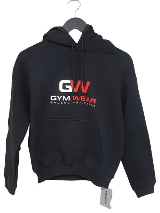 Luxury Balenciaga Gymwear Logo Cotton Hoodie Black